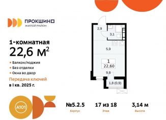 Продается квартира студия, 22.6 м2, поселение Сосенское, жилой комплекс Прокшино, 5.1.2, ЖК Прокшино