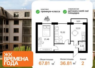 Продается двухкомнатная квартира, 67.8 м2, село Белая Речка, улица Биттирова, 43