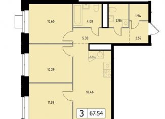 Продается трехкомнатная квартира, 67.5 м2, Одинцово