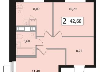 Продам двухкомнатную квартиру, 42.7 м2, Одинцово