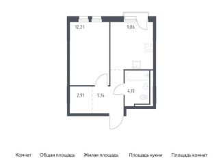 Однокомнатная квартира на продажу, 34.2 м2, деревня Новосаратовка