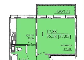 1-комнатная квартира на продажу, 37.1 м2, Свердловская область, Ракетная улица, 19