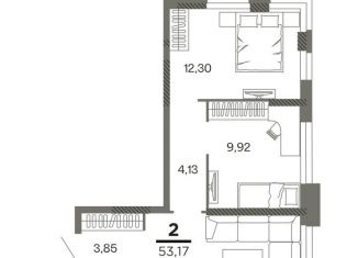 Продажа 2-комнатной квартиры, 53.2 м2, Рязань