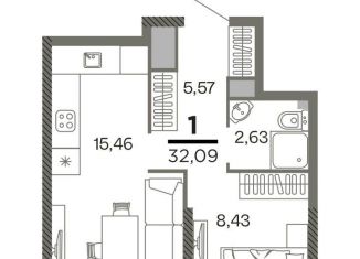 Продажа 1-ком. квартиры, 32.1 м2, Рязанская область