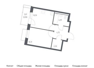Продается 1-комнатная квартира, 33.1 м2, Москва, жилой комплекс Квартал Западный, 6