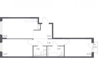 Продажа двухкомнатной квартиры, 60.5 м2, Колпино