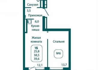 Продается 1-комнатная квартира, 39.6 м2, рабочий посёлок Андреевка, жилой комплекс Андреевка Лайф, 1