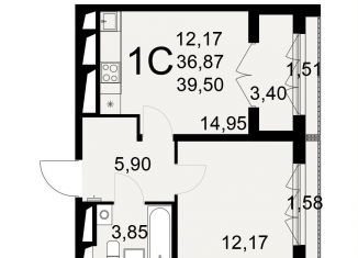 Продам однокомнатную квартиру, 39.5 м2, Тула, Привокзальный территориальный округ