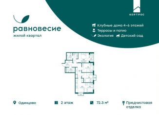 4-комнатная квартира на продажу, 72.3 м2, село Перхушково, ЖК Равновесие