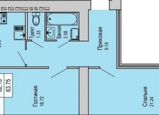 Продается 2-ком. квартира, 63.1 м2, Йошкар-Ола