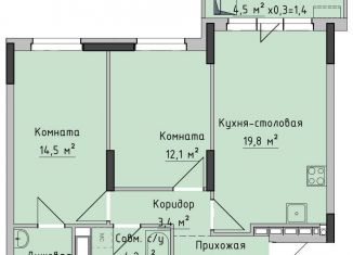 2-комнатная квартира на продажу, 61.6 м2, Ижевск, ЖК Холмогоровский