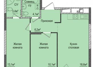 Продается 2-комнатная квартира, 55.5 м2, Ижевск, Зелёная улица, 60к1, ЖК Тринити