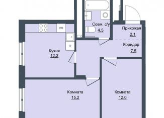 Продажа двухкомнатной квартиры, 53.6 м2, Удмуртия, жилой комплекс Истории, 3