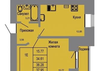 Продам 1-ком. квартиру, 36.3 м2, Йошкар-Ола