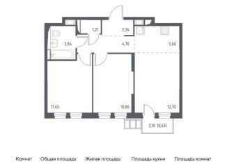 Продаю 2-комнатную квартиру, 53.2 м2, Московская область, жилой комплекс Горки Парк, к1.2