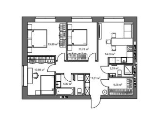 Продам 3-ком. квартиру, 75.7 м2, село Ленино, Рудничная улица