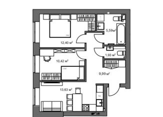 Продается двухкомнатная квартира, 54 м2, село Ленино, Рудничная улица