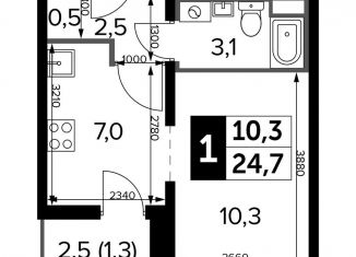 Квартира на продажу студия, 24.7 м2, Люберцы, ЖК 1-й Лермонтовский, жилой комплекс 1-й Лермонтовский, к5.1
