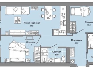 Продам 2-комнатную квартиру, 67 м2, Кировская область, улица Дмитрия Козулева, 2к1