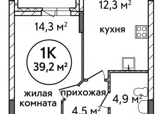 1-комнатная квартира на продажу, 39.2 м2, Нижний Новгород, жилой комплекс Подкова на Цветочной, 9, Приокский район