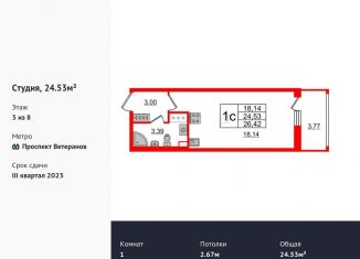 Продаю квартиру студию, 24.5 м2, Санкт-Петербург, проспект Будённого, 21к1, ЖК Солнечный Город