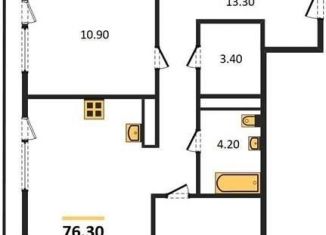 Продается 2-ком. квартира, 76.3 м2, Новосибирск, улица Декабристов, 107/9, ЖК Урбан-виллы на Никитина