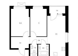 Продается 2-комнатная квартира, 54 м2, Екатеринбург, жилой комплекс Космонавтов 11, 4.2, ЖК Космонавтов 11