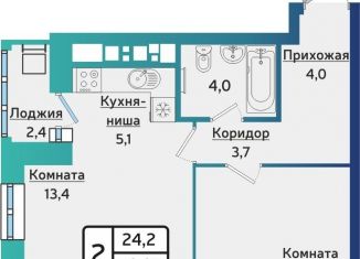 Продается 2-комнатная квартира, 42.2 м2, Удмуртия, улица Васнецова, 38