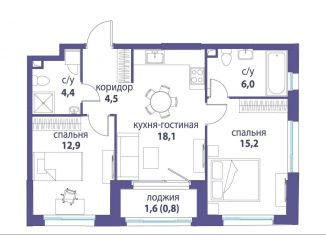 Продам 2-ком. квартиру, 61.9 м2, Москва, ЮВАО