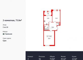 Продажа 2-комнатной квартиры, 75.8 м2, Санкт-Петербург, ЖК Светлана Парк, Манчестерская улица, 3