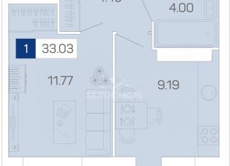 Однокомнатная квартира на продажу, 33.1 м2, Архангельская область, Ленинградский проспект, с40