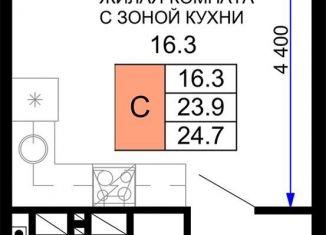 Продается однокомнатная квартира, 24.7 м2, Краснодар, ЖК Дыхание, улица Лётчика Позднякова, 2