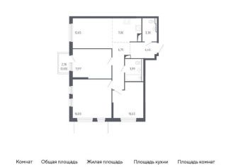 Продается 3-комнатная квартира, 77.4 м2, Тюмень, жилой комплекс Чаркова 72, 1.1