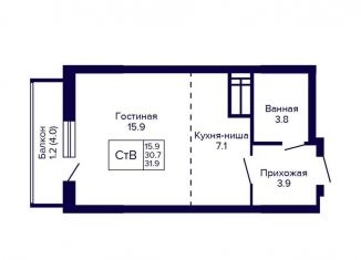 Продается квартира студия, 31.9 м2, Новосибирская область, улица Бородина, 54