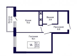 Продам однокомнатную квартиру, 37.9 м2, Новосибирская область, улица Бородина, 54