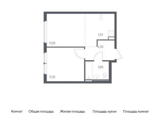 Однокомнатная квартира на продажу, 38.4 м2, село Остафьево, жилой комплекс Остафьево, к22