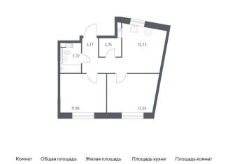 Продается двухкомнатная квартира, 49.8 м2, деревня Столбово, жилой комплекс Эко Бунино, 14.1