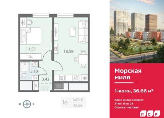 Продам однокомнатную квартиру, 36.7 м2, Санкт-Петербург, метро Автово