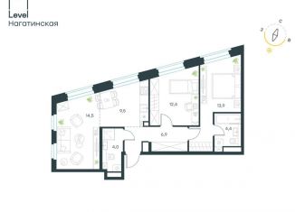 3-комнатная квартира на продажу, 65.6 м2, Москва, метро Нагатинская, Нагатинская набережная, 10Ас3