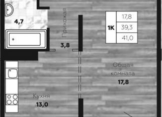 Продам 1-комнатную квартиру, 39.3 м2, Новосибирск, метро Гагаринская