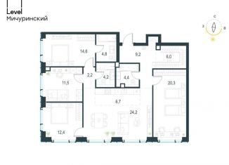 Продается пятикомнатная квартира, 120.5 м2, Москва, жилой комплекс Левел Мичуринский, к3, метро Раменки
