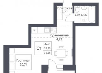 Продаю квартиру студию, 36.7 м2, Новосибирская область