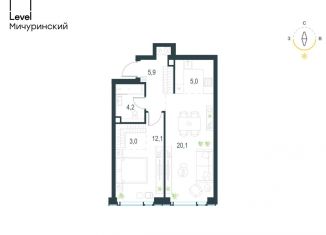 Продается двухкомнатная квартира, 50.3 м2, Москва, метро Раменки, жилой комплекс Левел Мичуринский, к3