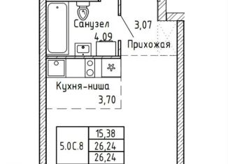 Квартира на продажу студия, 26.2 м2, Екатеринбург