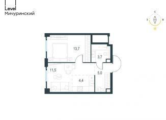 Продажа 2-комнатной квартиры, 38.3 м2, Москва, метро Раменки, жилой комплекс Левел Мичуринский, к1