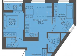 Продажа 2-комнатной квартиры, 58.1 м2, Екатеринбург, метро Геологическая, улица 8 Марта, 204Г