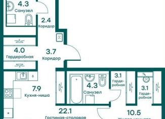 Трехкомнатная квартира на продажу, 83.6 м2, Московская область