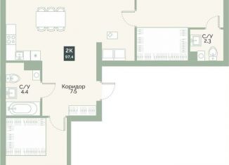 Продается двухкомнатная квартира, 97.4 м2, Курган, улица Витебского, 5