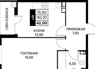 1-комнатная квартира на продажу, 42 м2, Ростов-на-Дону, Пролетарский район