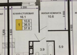 Продам 1-комнатную квартиру, 39 м2, Краснодар, ЖК Дыхание